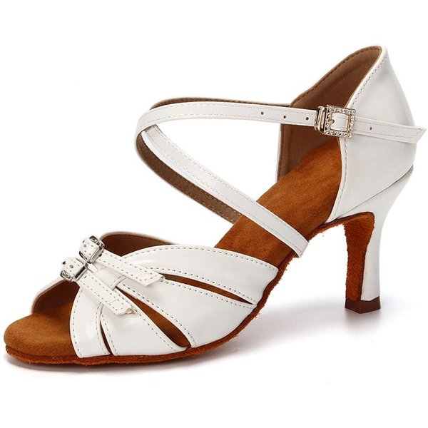 Profesjonalne Damskie Buty Do TańCa LatynoamerykańSkiego, Buty Do TańCa Towarzyskiego, Buty Do TańCa Towarzyskiego, Wysoki Obcas, 7 Cm 38 BiałY-image
