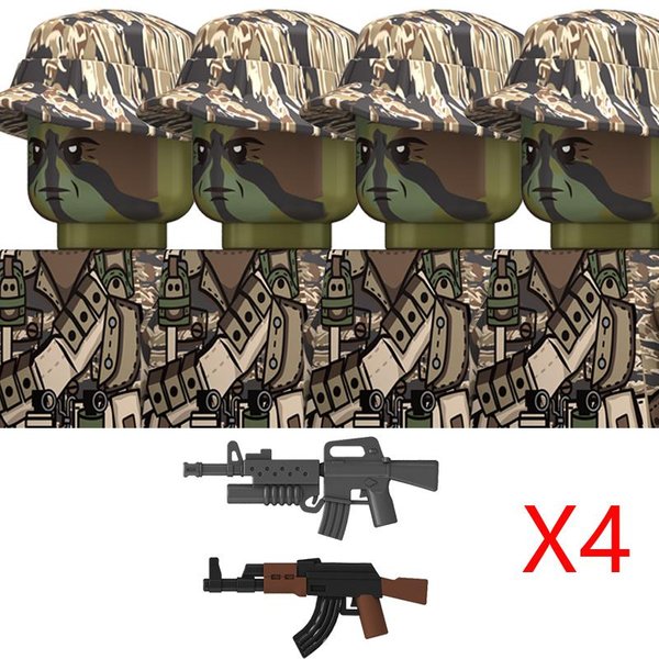 MOC II Wojna ŚWiatowa Wojna W Wietnamie ŻOłNierze Wojskowi Klocki Budowlane Wietnamscy AmerykańScy ŻOłNierze Piechoty HełMy Broń Klocki Zabawki ChłOpcy Gray-image