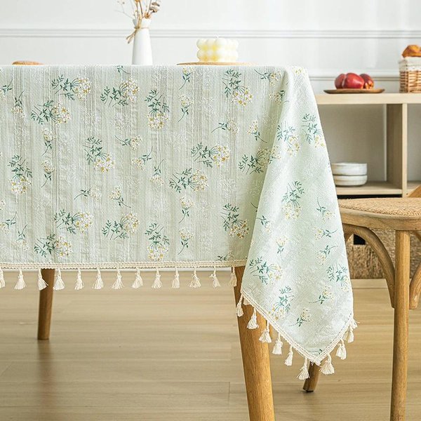 Mantel Floral Lila Blanco Rectangular Tela De Flores Mantel Lavable Cubre Mesa De Té Para Cocina Picnic Comedor Decoraciones 90X90Cm-image