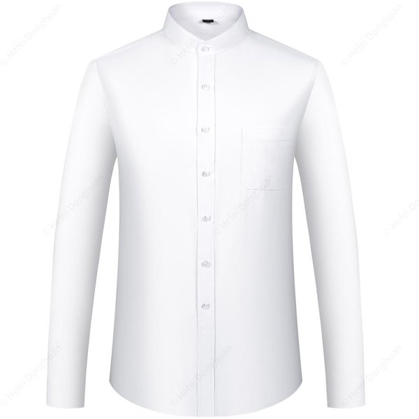 Camisas De Vestir Para Hombre Con Cuello Mao De Manga Larga, Abotonadas, Cuello MandaríN, Camisa VersáTil, Camisa Lisa Con Bolsillo 39-image