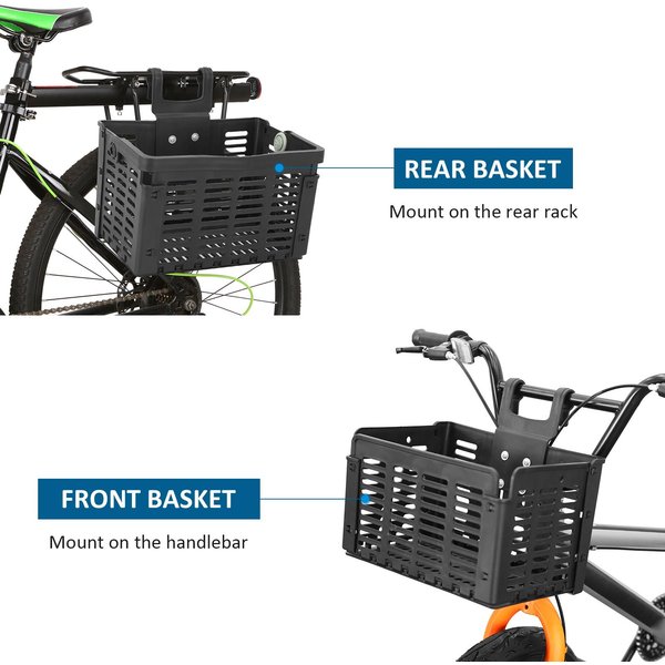 Cesta Plegable Para Bicicleta PláStico Desmontable Manillar De Bicicleta Cesta Delantera Portaequipajes Trasero De Bicicleta Cesta Colgante Portacargas Para Bicicleta Negro-image
