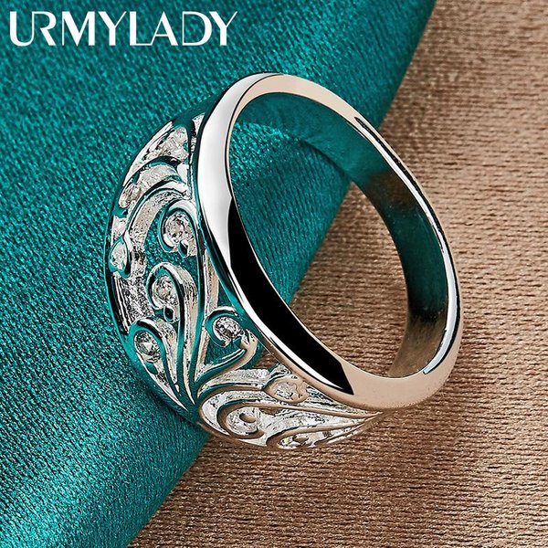 Anillo De Plata De Ley 925 Con Flor Hueca AAA Y Circonita Para Mujer, JoyeríA De Moda De Compromiso De Boda 7 8 9 10 10 Brown-image