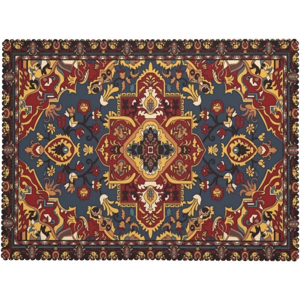 Perski Dywan Obrus Geometryczny Etniczny Orientalny Tradycyjny Pokrowiec Na Stół Dekoracja Kuchenna Imprezowa 140X180Cm-image