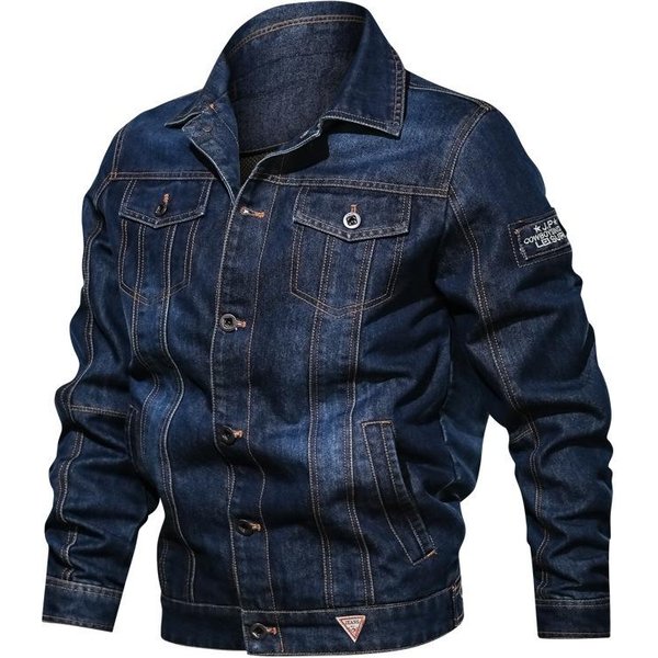 Chaqueta De Mezclilla Casual Para Hombre Nueva Talla Grande Chaqueta Con MúLtiples Bolsillos Y Solapa 6XL Black-image