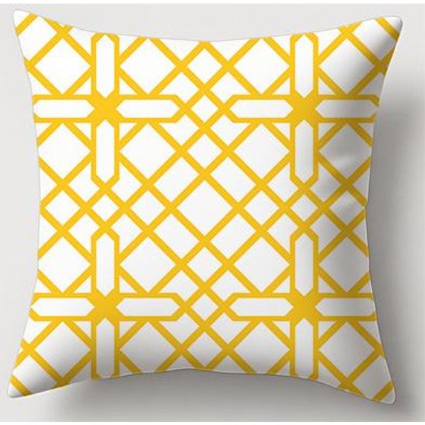 Patrones GeoméTricos Amarillo Impreso A Doble Cara Funda De Almohada Felpa Corta Adecuado Para Salas De Estar Dormitorios SofáS CojíN Decorativo 45X45Cm-image