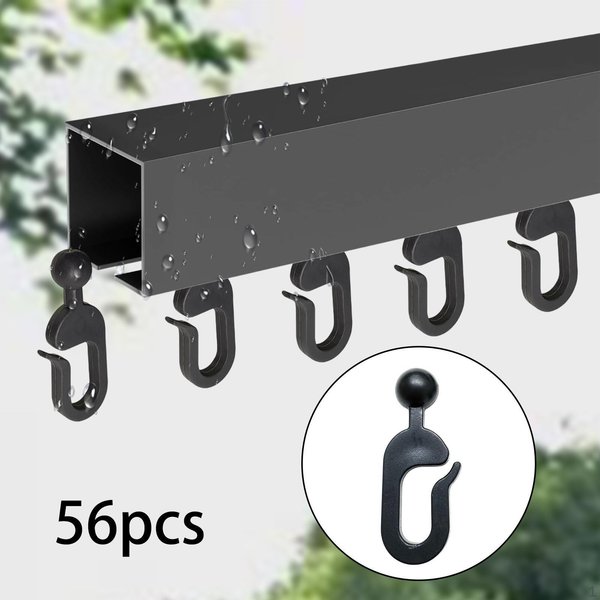 56 Sztuk Plastikowe Haki Odporne Na Rdzę, Haki Do ZasłOn Altanowych, Haki Do Karniszy,-image