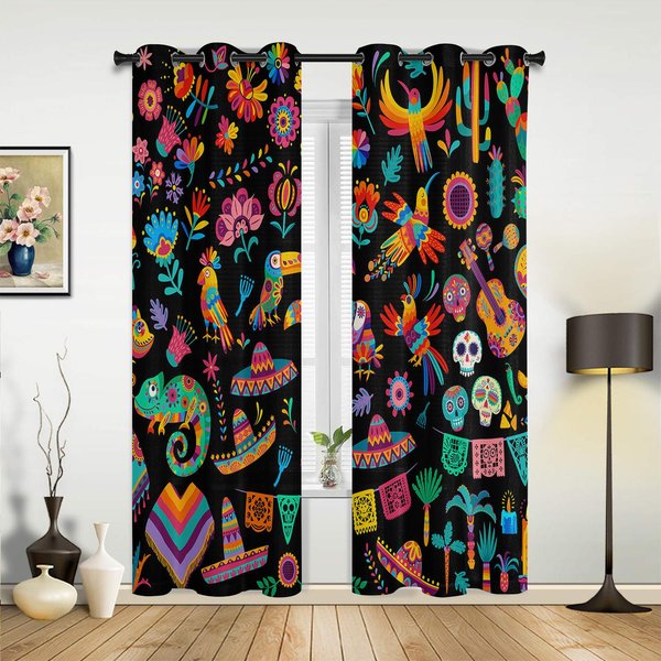 Kolorowe ZasłOny W MeksykańSkie Paski Do Sypialni, Salonu, ZasłOny Kuchenne, ZasłOna Okienna Do Pokoju DziecięCego, Nowoczesny WystróJ Domu 135W X 185H(Cm) X1-image