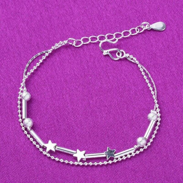 Pulseras Y Brazaletes Con Dijes De Estrella Redonda De Plata De Ley 925 Para Mujer, JoyeríA Para Bodas Y Fiestas A174 Purple-image