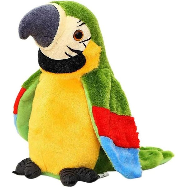 Loro Parlante Repite Lo Que Dices PáJaro Grabador ElectróNico Agita Las Alas Peluche Juguetes Interactivos Para NiñOs Regalo De Navidad CumpleañOs 22Cm Verde-image