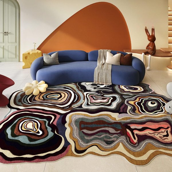 Kolor Dopaminowy Dekoracja Salonu Zmywalna Mata PodłOgowa Do Salonu DużY Dywan Dywany O Nieregularnym KształCie Do Sypialni Domowa Mata AntypośLizgowa 80X120Cm-image