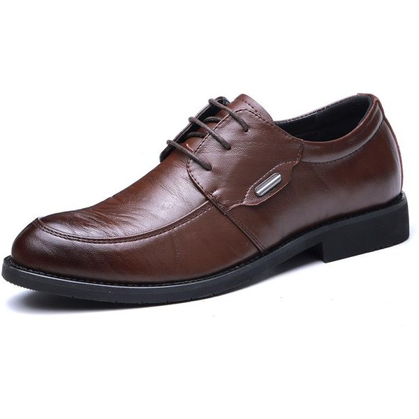 Zapatos De Cuero Para Hombre, Ropa Formal De Negocios, Informal, Transpirable, De Piel De Vaca, VersióN Coreana, Para JóVenes, Para Trabajo, Novio, Boda, Zapatos De Cuero 45 MarróN-image