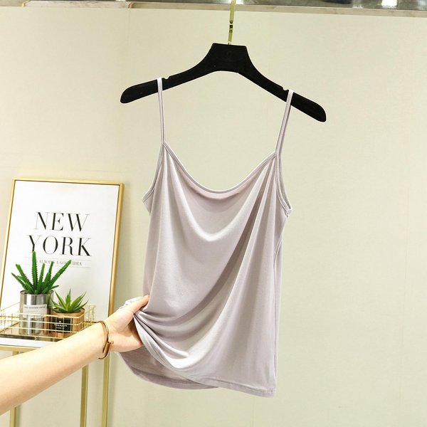 Camisola BáSica Sin Mangas Con Tirantes Finos De Modal Para Mujer, Color Liso, Combina Con Todo XL-image