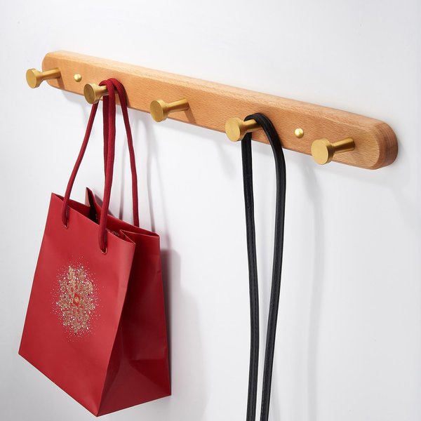 Sarihosy Gancho De Pared De Madera Negro Para Colgar En La Pared, Perchero Para BañO, Cocina, Dormitorio, Pasillo, Perchero Beige-image