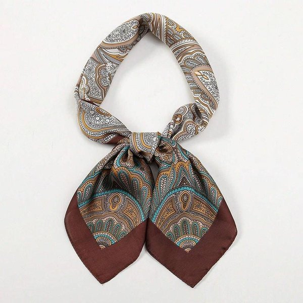70X70Cm Modny Luksusowy Damski Satynowy Jedwabny Szal Kwadratowy Szalik Krawat Chusty ZawięZy Chustka Na Szyję Szaliki Opaska Na GłOwę Bandana Foulard 70X70CM Gray-image