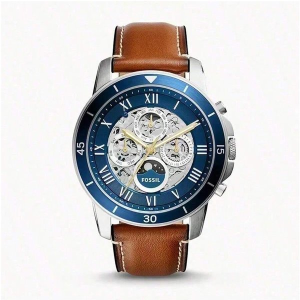 Reloj AutomáTico Para Caballero Grant's Con Fase Lunar Esfera Negra ME3140 MarróN-image
