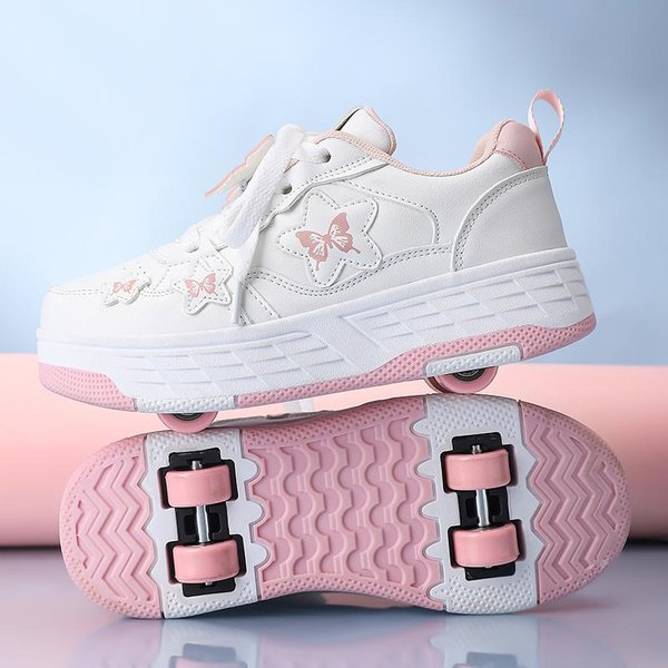 29-40 DziecięCe Buty Sportowe CzterokołOwe Rolki Wrotki Zdejmowane Buty Do Jazdy Na Rolkach Dla UcznióW Buty Sportowe Buty Do Jazdy Na Rolkach Dla Dziewczynki 34 RóżOwy-image