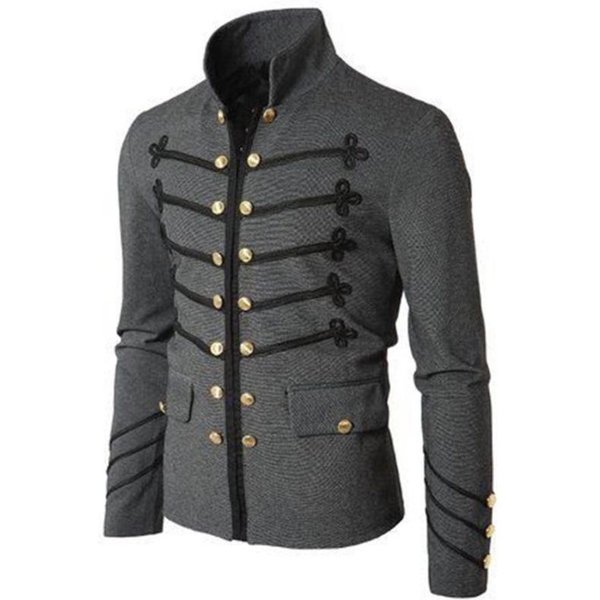 Chaqueta Steampunk Vintage De Doble Botonadura Para Hombre Para Eventos De Cosplay Medieval 2XL Gray-image