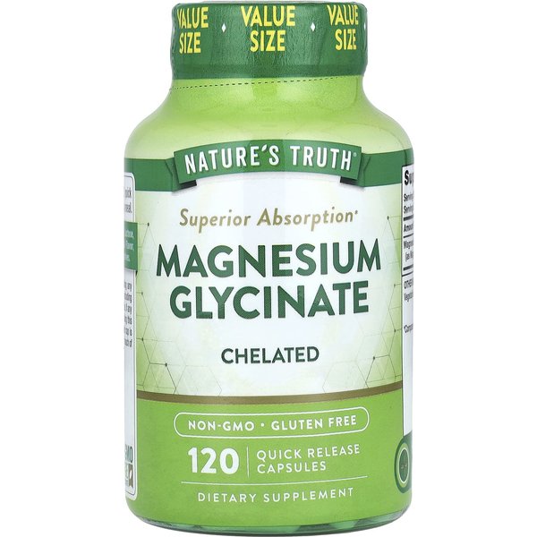 Nature's Truth, Glicina De Magnesio Quelada, 120 CáPsulas De LiberacióN RáPida-image