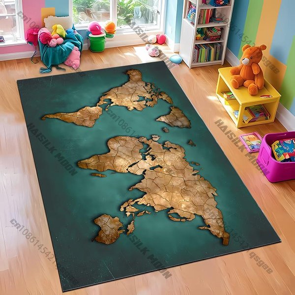 Dywan Dekoracyjny Vintage Mapa ŚWiata Kompas Oceaniczny PokóJ Komputerowy PokóJ Gier Mata Dekoracyjna Salon Sypialnia Biuro Dywan Na Dużą Powierzchnię MiłY Prezent 40X60Cm (16X24In)-image