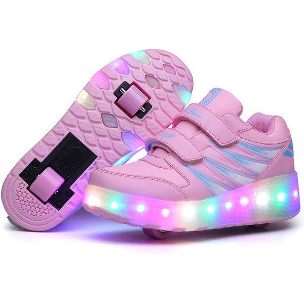 Zapatos De Correr, Zapatos Con Ruedas Para NiñOs LED Ultraligeros Luminosos Recargables Zapatos De Luz Para NiñOs Y NiñAs Zapatos Deportivos Tejido Fly 40-image