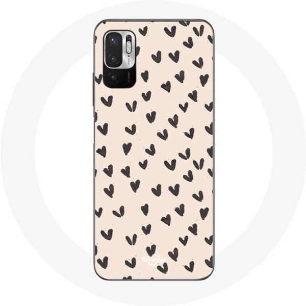 Funda Para Xiaomi Redmi Note 10T 5G Fondo De Textura Abstracta Corazones Negros-image