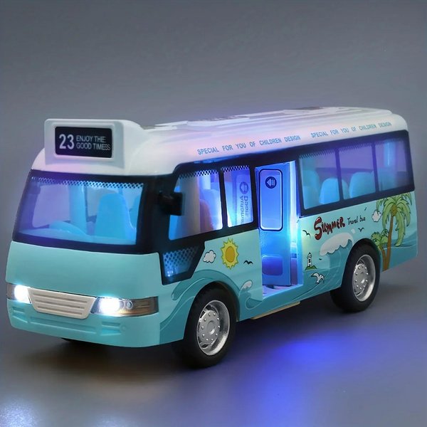 Mini Samochodzik Autobus Szkolny Zabawki Miasto Z DźWięKiem I ŚWiatłEm Miniaturowy Pojazd Prezent Dla Dzieci-image
