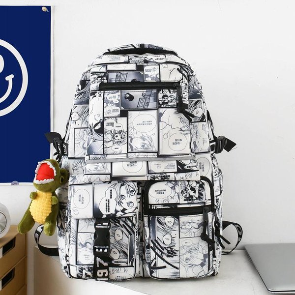 Mochilas De Graffiti Para Hombres Y Mujeres Estudiantes De Secundaria Nueva Gran Capacidad Mochila Para Estudiantes De Secundaria Estudiantes Universitarios Mochila De Hombre-image