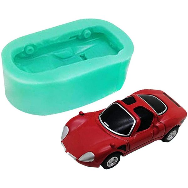 Molde De Silicona Con Forma De Coche De Carreras Molde Para Fondant Para Hornear DIY Hacer Pasteles Jabones Velas Molde Para-image