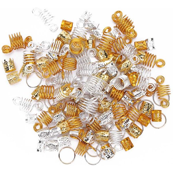 160 Anillos Para Trenzas De Pelo, Anillos Para Rastas, Accesorios De DecoracióN Para El Cabello De Moda Huecos.-image