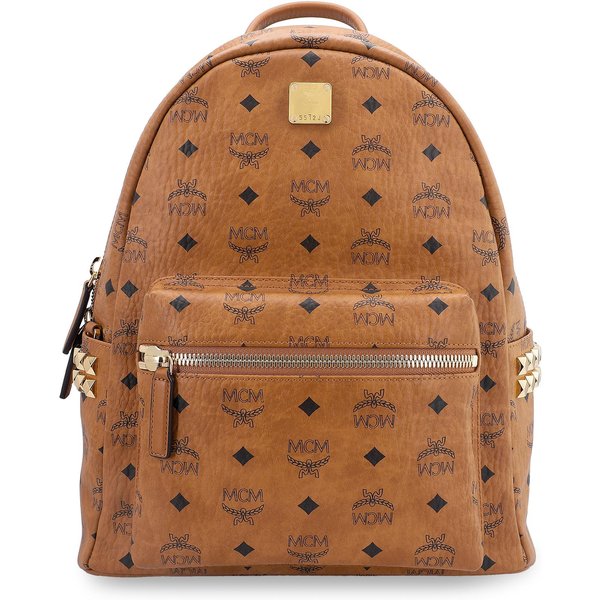 Mochila MCM Stark Visetos Con Estampado De Monograma Tachonado Piel De PVC Mochila Unisex MarróN CoñAc MMKAAVE32CO001 Basic Set (Bag+Dust Bag)-image