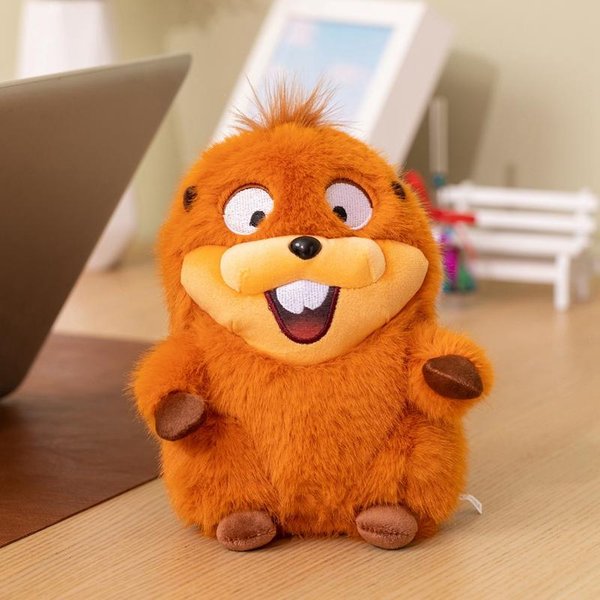 Juguete De Peluche De Castor Rey Corona De Dibujos Animados De 20 Cm De Pie MarróN Kawaii MuñEco De Animal Marino Relleno Peluche Gordo Esponjoso Regalo 20Cm-image