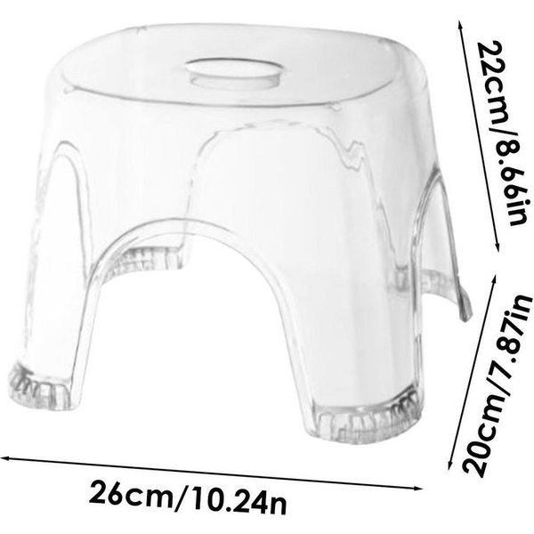 Przezroczysty StołEk Pod Nogi Pod Prysznic AntypośLizgowy Wodoodporny Przezroczysty StołEk Przezroczysty StołEk Do ŁAzienki Nocny MałY Pogrubiony Plastikowy Niski StołEk BiałY-image