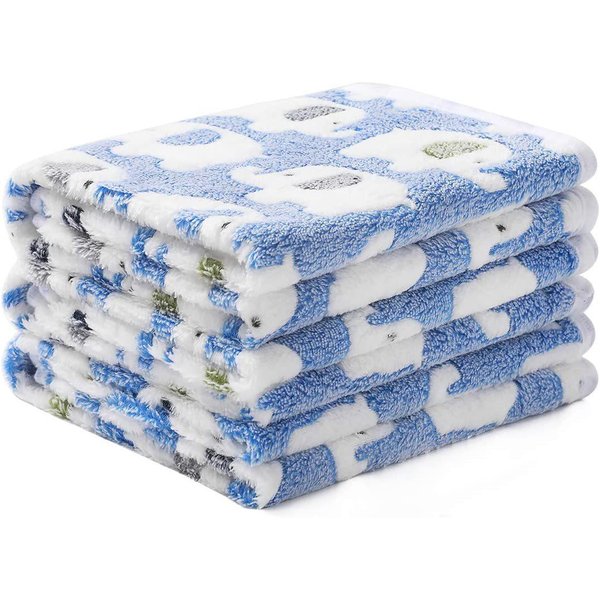 Manta Para Bebé Elefante Lindo Envoltorio Para ReciéN Nacidos Ropa De Cama Suave CáLida Colcha Para BebéS Terciopelo Coral Funda Para Cochecito Accesorios Para BebéS (Blue,100X75Cm)-image