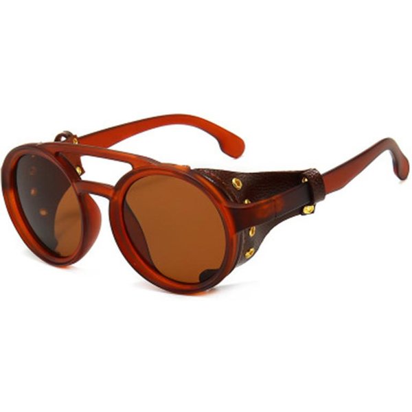 Crsd Gafas De Sol Redondas Retro Steampunk DiseñO Vintage Hombres Mujeres Gafas De Sol Vintage Uv400 Lentes Gafas Oculos De Sol Y11325Yy-Other Brown-image