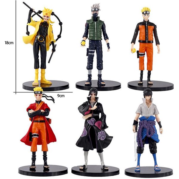 6 Sztuk Figurki Anime Naruto Shippuden Uchiha Sasuke Hatake Kakashi Namikaze Minato 18Cm Figurka Akcji Model Kolekcjonerski Zabawki Prezenty-image