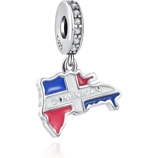 Componentes De Colgante De Cuentas MetáLicas De Cobre Completamente Nuevos, Bandera Americana, BritáNica, Turca, Italiana, Colombiana, Componente De Cuenta Colgante, Pulsera AutéNtica Original Europea-image