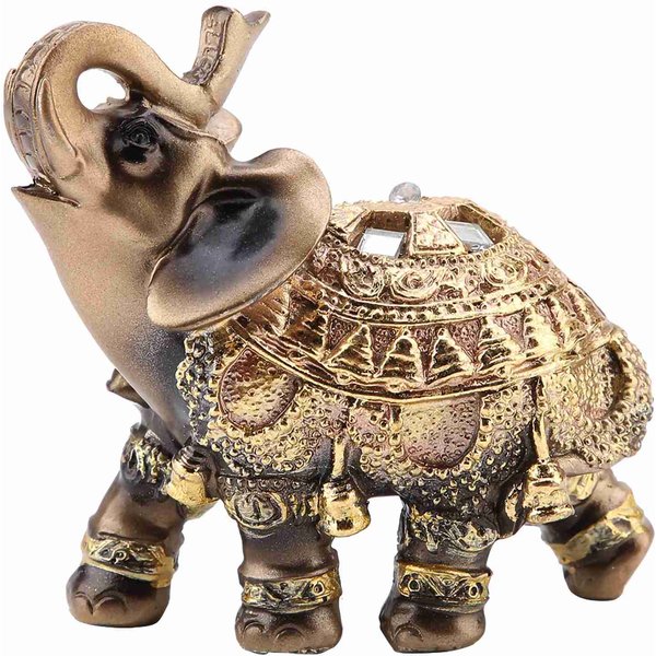 Estatua De Elefante Dorado Feng Shui De La Suerte, Escultura, Estatuilla De Riqueza, Regalo, DecoracióN Del Hogar(Metro) M-image