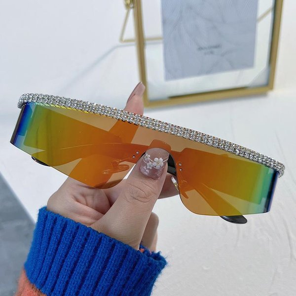 Luksusowe Designerskie Diamentowe Okulary PrzeciwsłOneczne Damskie Dla MężCzyzn Modne Okulary PrzeciwsłOneczne Vintage Sportowe Okulary Bez Oprawek UV400 As The Picture Brown-image