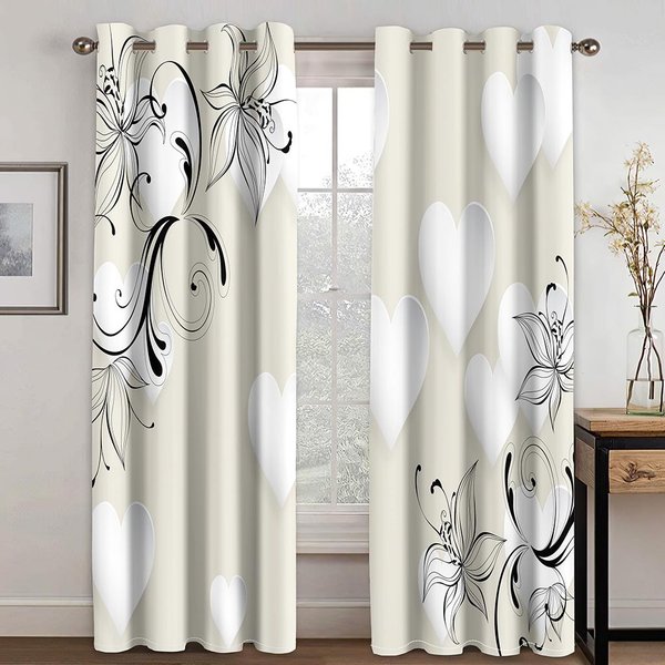 ZasłOny Z Symbolem Muzycznym 3D Fioletowe Zielone ZłOte Kwiatowe 2 Panele Salon Sypialnia Kuchnia Balkon Dekoracja Okna ZasłOny 50W160H(Cm)X2Pcs&Hook-image