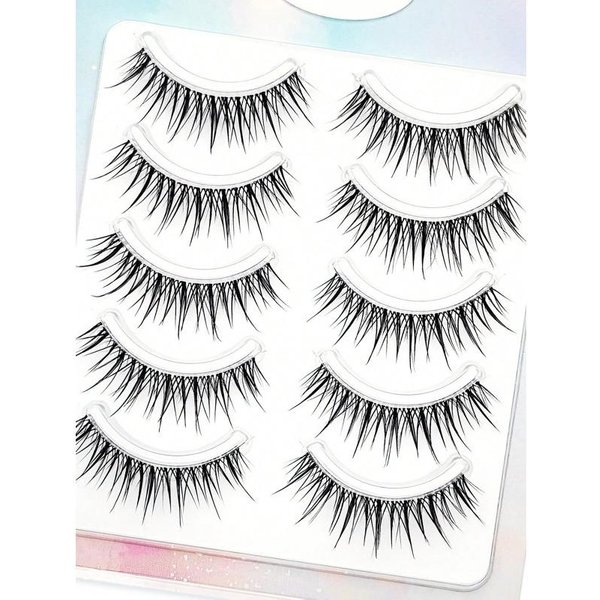 5 Pares De PestañAs Postizas, Tira De PestañAs Transparente Natural, SúPer Realistas Para Principiantes PestañAs Postizas, PestañAs, PestañAs Postizas Negro-image
