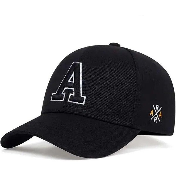 Unisex Proste Czapki Baseballowe Z Haftem Litery A Wiosna I Jesień Outdoor Regulowana Codzienna Czapka Czapka PrzeciwsłOneczna Adjustable Black-image