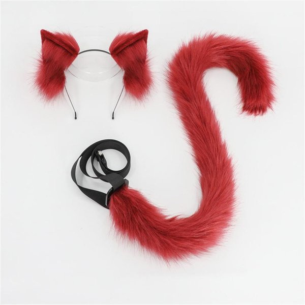 2 Szt./Zestaw Pluszowe Uszy Kota I Ogon Zestaw Realistyczna Opaska Lolita Ogon Kota Rekwizyty Cosplay RęCznie Robione Symulacja Uszu ZwierząT Ear And Tail Brown-image