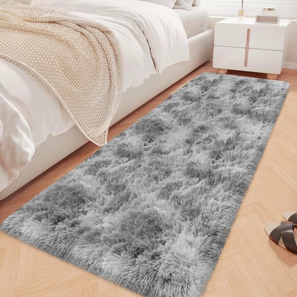 Gradientowy Niebieski Puszysty Dywanik Biegacz MięKki AntypośLizgowy Mata Do Sypialni Przy ŁóżKu Dywan Do Salonu Korytarza Dekoracja Domu 40X60Cm 16X24Inch-image