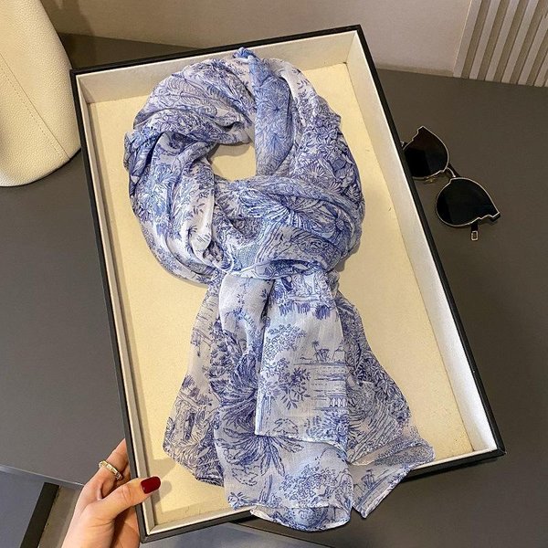 Exquisito PañUelo De Madera Azul Y Blanco Para Mujer En Primavera Y Verano Viajes En La Playa Chal Protector Solar En OtoñO AlgodóN Lino Delgado 180*90Cm Gray-image