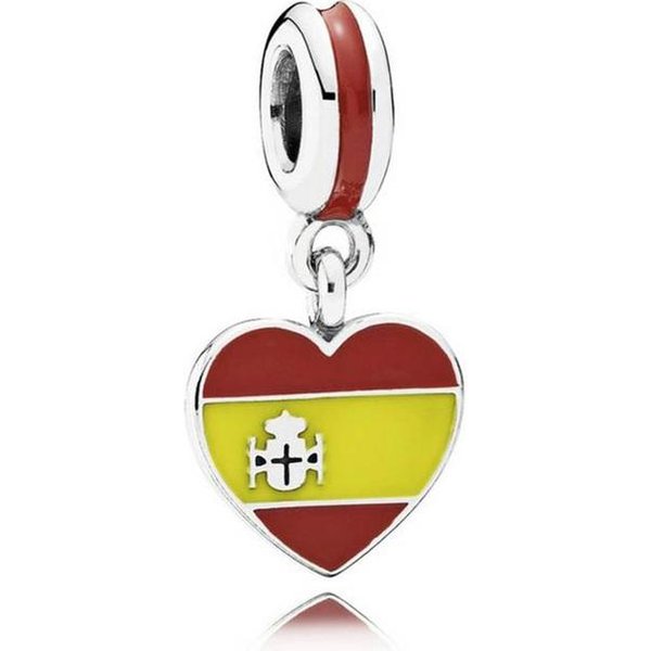 Marca Europea Nuevo Metal De Cobre Forma De CorazóN Bandera Nacional Colgante Componente De Cuenta Componente De Cuenta Adecuadopara Pulsera AutéNtica Original Alta Calidad -A13815-image
