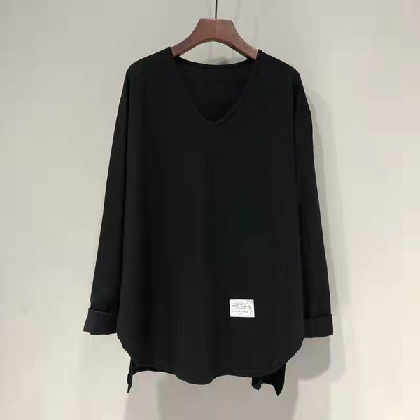 Nueva Camiseta Blanca De Manga Larga De OtoñO E Invierno Para Mujer, De AlgodóN Puro, Con Etiqueta Suelta Y Largo Medio, Con Parte Inferior Interior. XXL Negro-image
