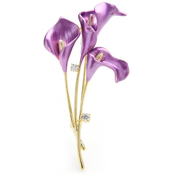 Nuevos Broches De Flor De Lirio De Esmalte Para Mujer Color Bodas Banquete Oficina Pines De Broche Regalos Beige-image
