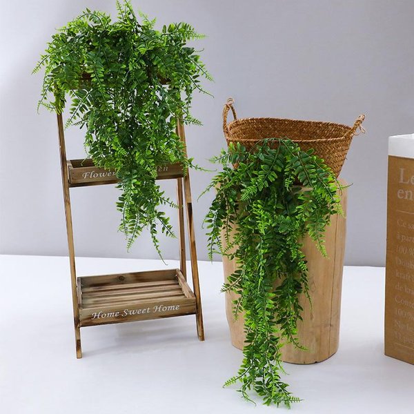 Hierba Persa De Mimbre Colgante Artificial Hiedra De Helecho Colgante Verde-image