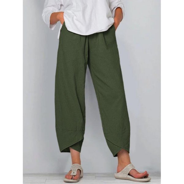 Yyfs Moda Mujer Casual Color SóLido Estampado Pantalones De Cintura Alta Pantalones & Capris Xxxxxl-image