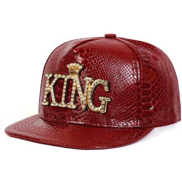 Gorras De Hip-Hop De Cuero Con Estampado De Rey Unisex Primavera OtoñO Ajustables Para Exteriores Gorras De BéIsbol Casuales Gorra Protectora Solar Beige-image